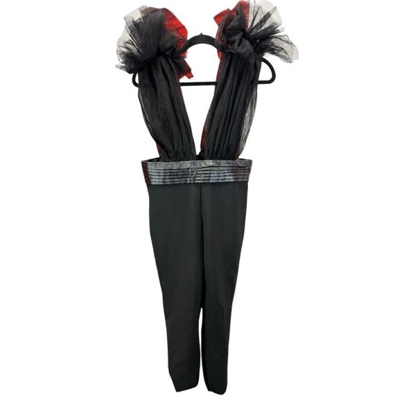 Fashion Nova Black Bandage Jumpsuit Tulle Detail Faux Leather Waistband L - Picture 5 of 12